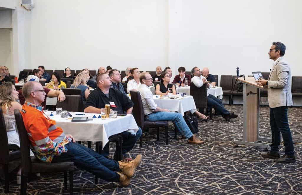 Speaker presenting to an audience at BNI Advantage Adelaide 2025 event.