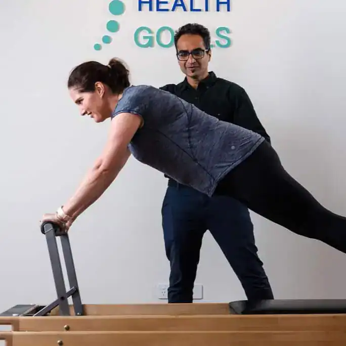 Push-up exercise demonstration at Therapia physiotherapy clinic in Australia.